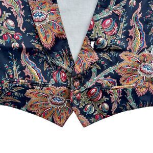 NWOT Floral Giorgio Patrino Adjustable Elegant Suit Tuxedo Vest Backless Satin